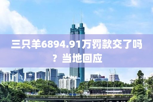 三只羊6894.91万罚款交了吗？当地回应