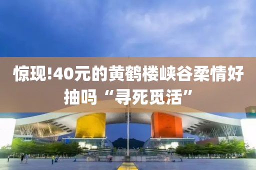 惊现!40元的黄鹤楼峡谷柔情好抽吗“寻死觅活”