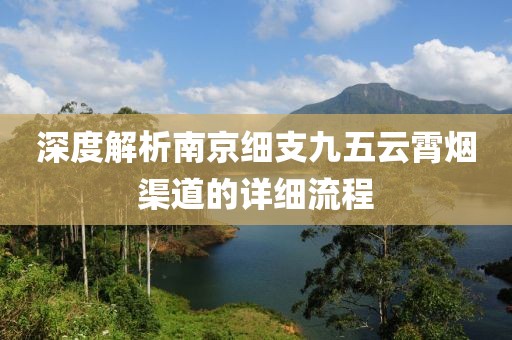 深度解析南京细支九五云霄烟渠道的详细流程