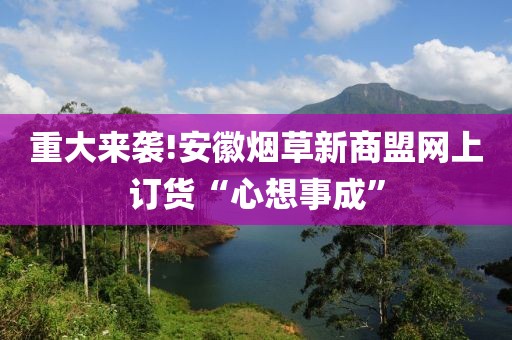 重大来袭!安徽烟草新商盟网上订货“心想事成”